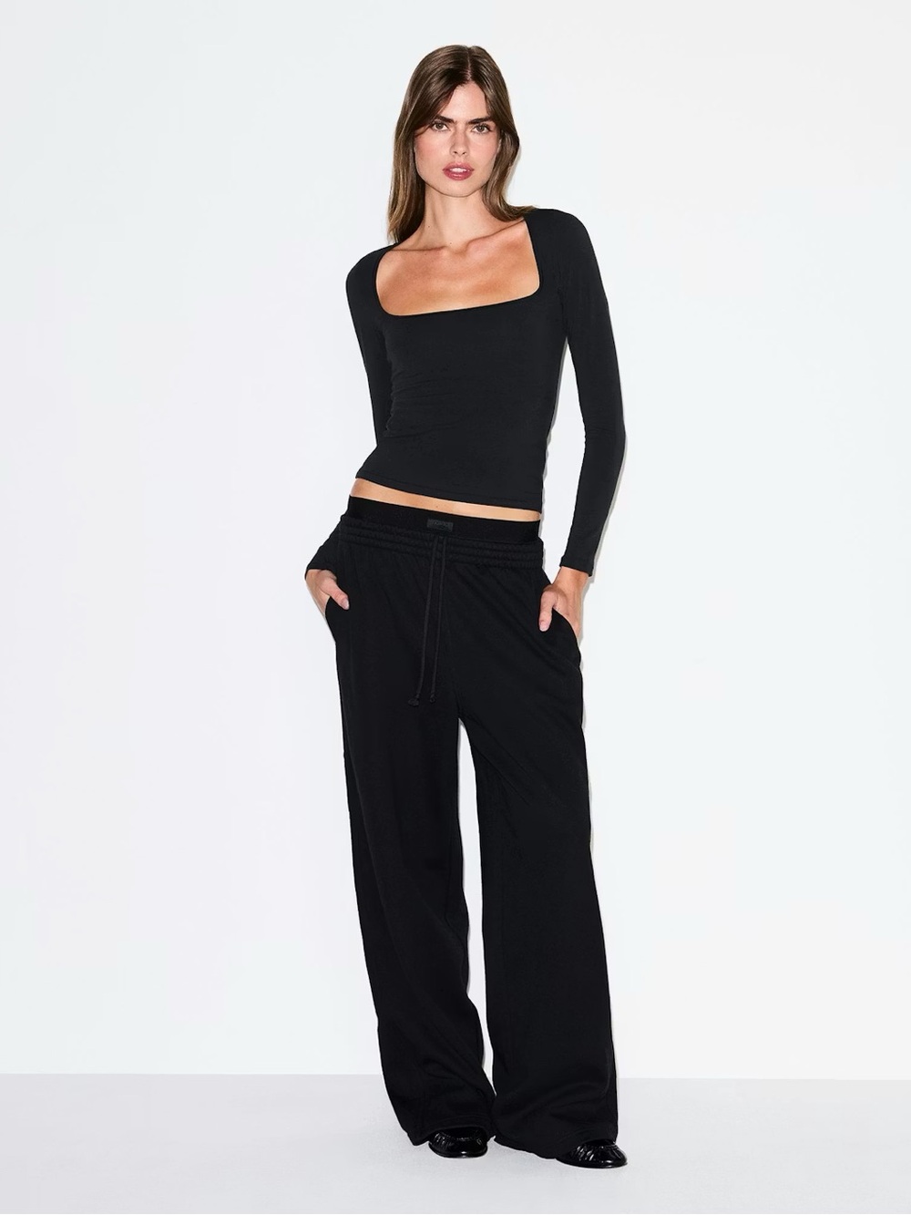 SKIMS Cotton Fleece Oversized Double Waistband Pant